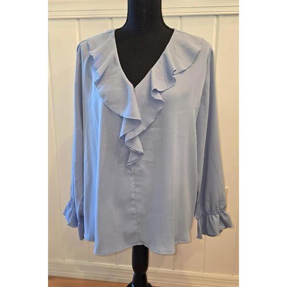 Allegra K Women's Ruffle V-Neck Blouse XL - Picture 1 of 4